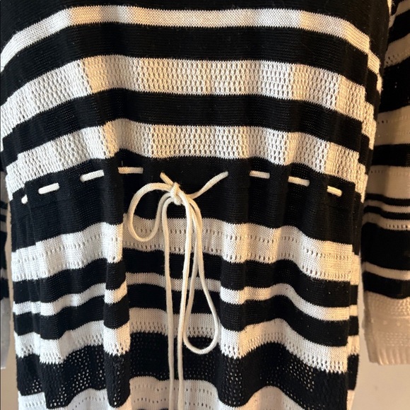 Motherhood maternity white black striped knit sweater lightweight draw string XL - Picture 4 of 10